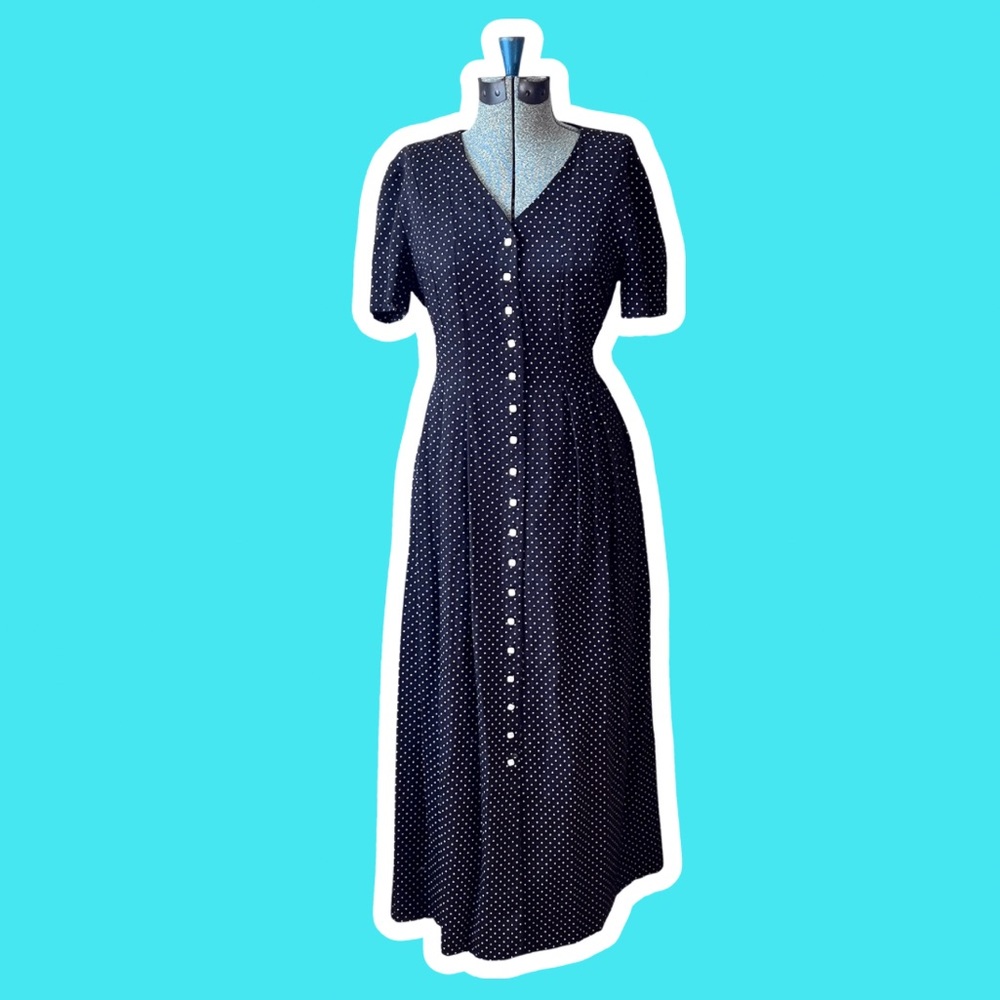 Vintage Black & White Jessica Howard Polka Dot Dress